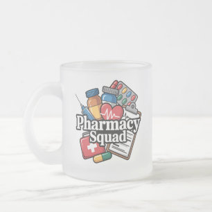 'Pharmacy Squad'. Frosted Glass Coffee Mug