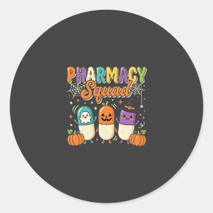 Pharmacy Squad Halloween Ghost Pills Design_1 Classic Round Sticker