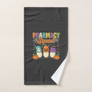 Pharmacy Squad Halloween Ghost Pills Design_1 Hand Towel