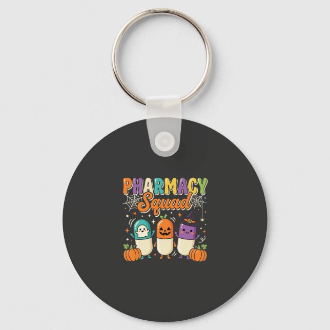 Pharmacy Squad Halloween Ghost Pills Design_1 Key Ring (Front)
