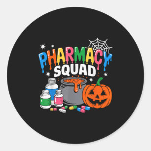 Pharmacy Squad Halloween Vibes For Pharmacists And Classic Round Sticker