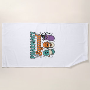 Pharmacy Squad Halloween Vintage Vector Shirt Desi Beach Towel