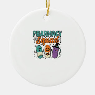 Pharmacy Squad Halloween Vintage Vector Shirt Desi Ceramic Tree Decoration