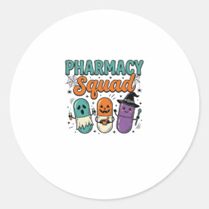 Pharmacy Squad Halloween Vintage Vector Shirt Desi Classic Round Sticker