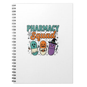 Pharmacy Squad Halloween Vintage Vector Shirt Desi Notebook