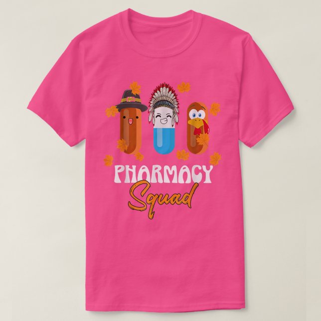 Pharmacy Squad Thanksgiving Thankful Turkey Pharma T-Shirt (Design Front)