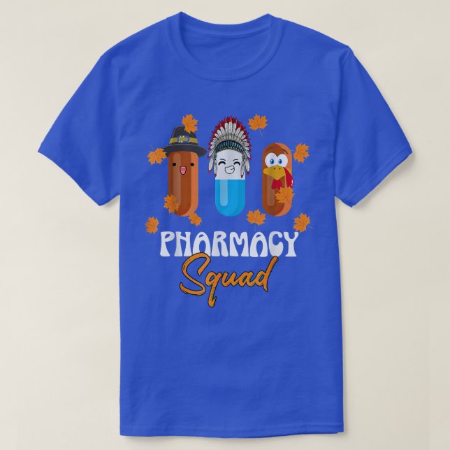 Pharmacy Squad Thanksgiving Thankful Turkey Pharma T-Shirt (Design Front)