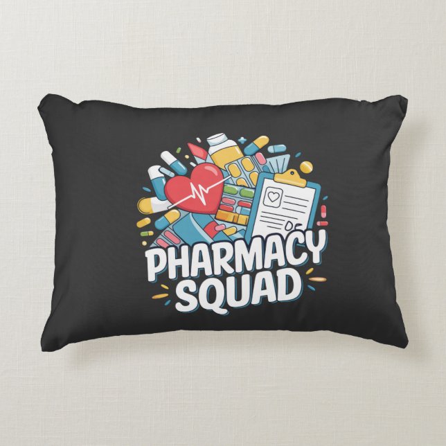 'Pharmacy Squad'.Throw Pillow (Front)