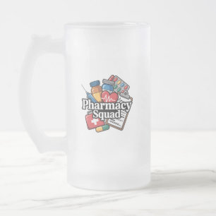 'Pharmacy Squad'.Throw Pillow Frosted Glass Beer Mug