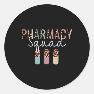 Pharmacy Squad With Leopard Print For Pharmacist T Classic Round Sticker