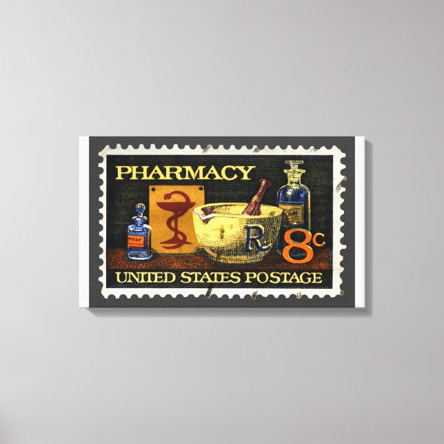 Pharmacy Stamp With Bowl Of Hygeia Canvas Print (Front)