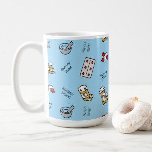 Pharmacy Student icons on blue Coffee Mug