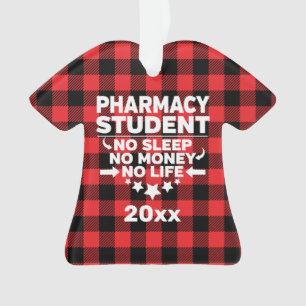 Pharmacy Student No Life Money Sleep Red Plaid Ornament