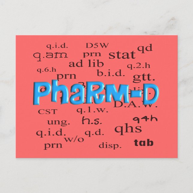 Pharmacy Student Pharm-D Gifts Postcard (Front)