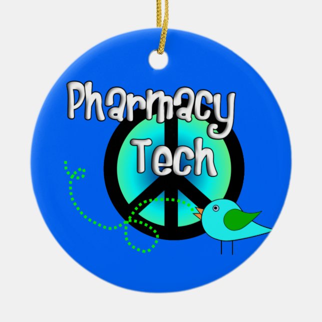 Pharmacy Tech Christmas Ornament Peace Sign (Front)