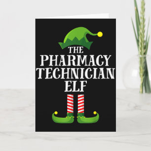 Pharmacy Tech Elf Matching Family Group Christmas  Card