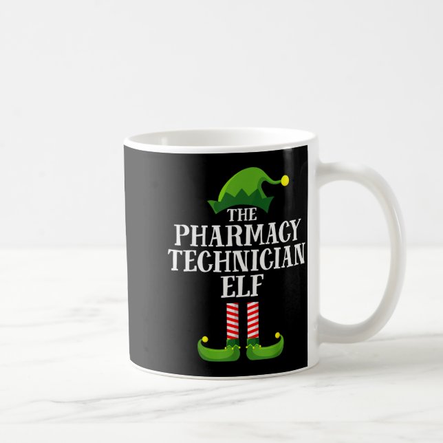 Pharmacy Tech Elf Matching Family Group Christmas  Coffee Mug (Right)