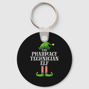 Pharmacy Tech Elf Matching Family Group Christmas Key Ring
