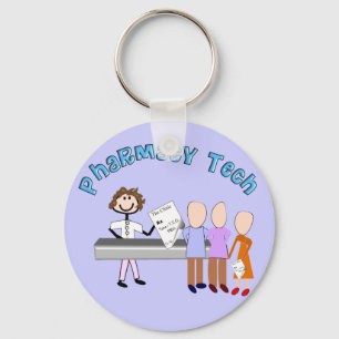 Pharmacy Tech Gifts Stick People Design Key Ring