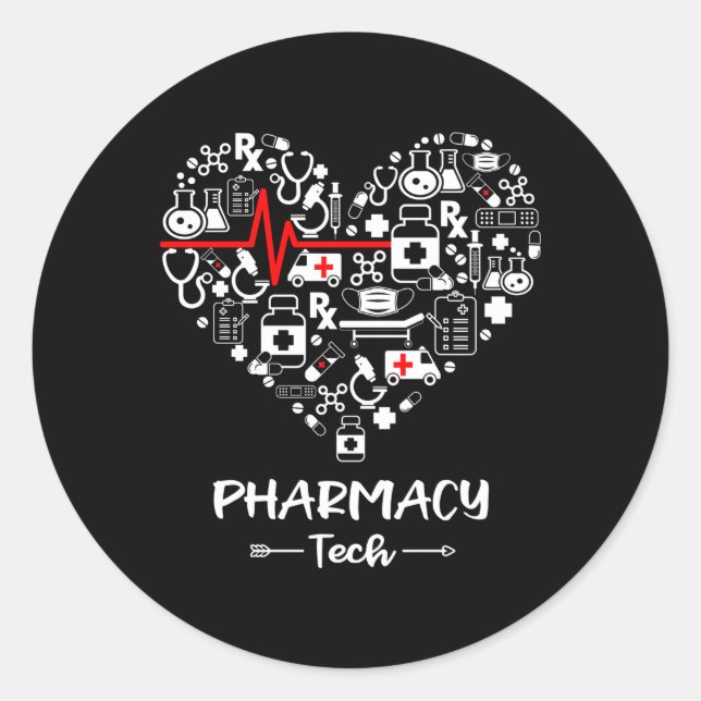 Pharmacy Tech He Pharmacy Tech Classic Round Sticker (Front)