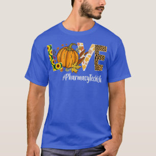 Pharmacy Tech Love Fall Pumpkin leopard Halloween T-Shirt
