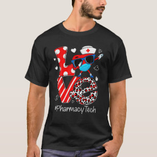 Pharmacy Tech Love Valentine's Day Leopard Dabbing T-Shirt