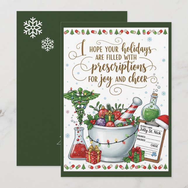 Pharmacy Tech Nurse Christmas Card Joy Cheer (Front/Back)