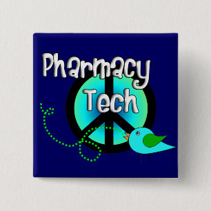 Pharmacy Tech Peace Sign Design Gifts 15 Cm Square Badge