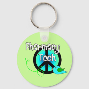 Pharmacy Tech Peace Sign Design Gifts Key Ring