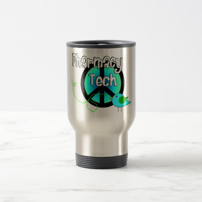Pharmacy Tech Peace Sign Design Gifts Travel Mug (Center)