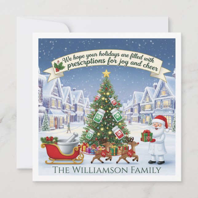 Pharmacy Tech Pharmacist Christmas Card Joy Cheer (Front)