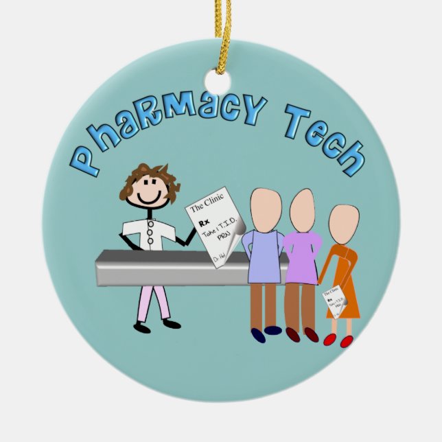 Pharmacy Tech  Prescription Christmas Ornament (Front)