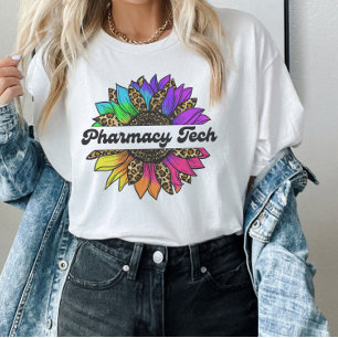 Pharmacy Tech Profession Rainbow Sunflower  T-Shirt