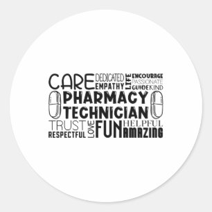 Pharmacy Tech Quote Medicine Pharmacist Technician Classic Round Sticker