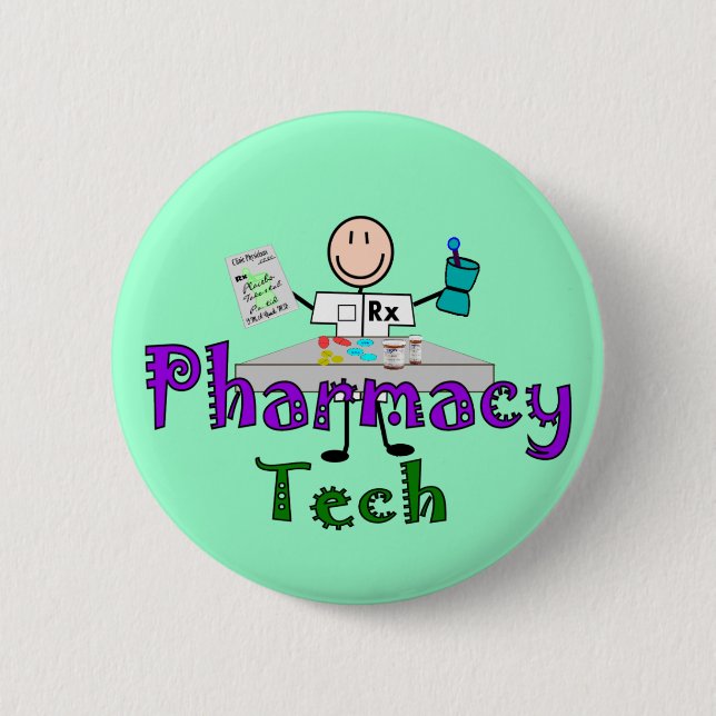 Pharmacy Tech Stick People Design Gifts 6 Cm Round Badge (Front)