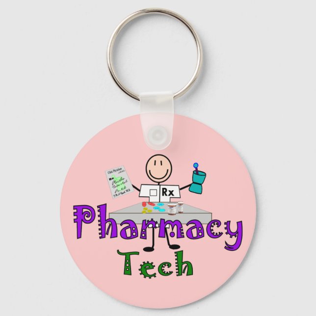 Pharmacy Tech Stick People Design Gifts Key Ring (Front)