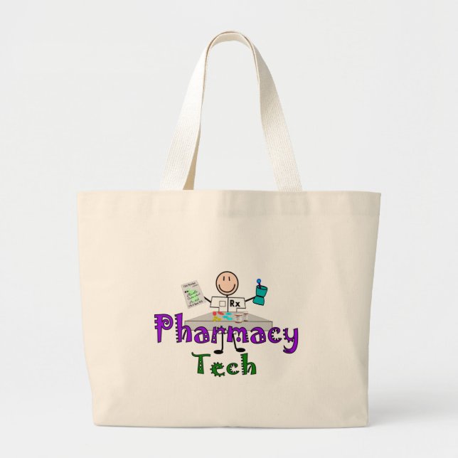 Pharmacy Tech Stick People Design Gifts Large Tote Bag (Front)