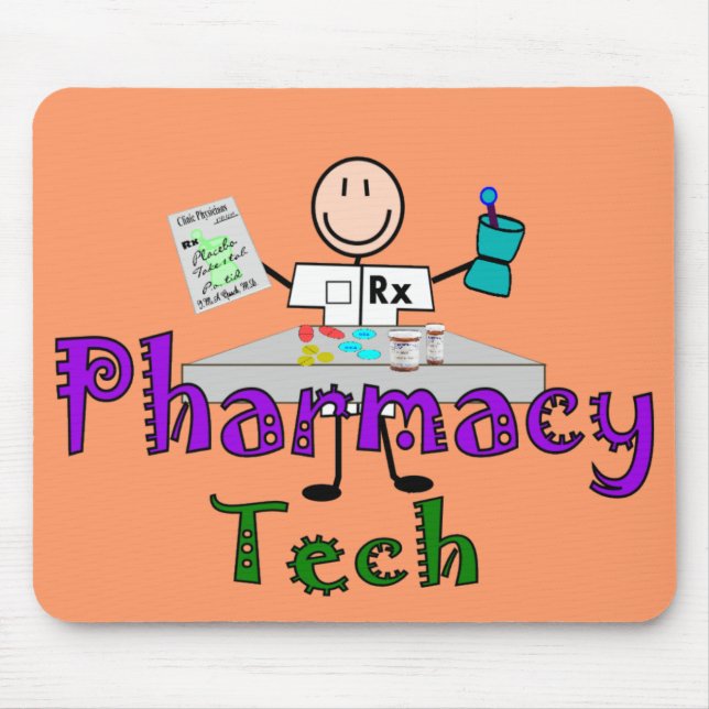 Pharmacy Tech Stick People Design Gifts Mouse Mat (Front)