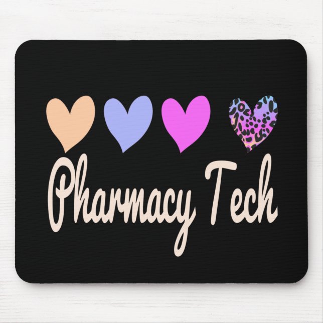 Pharmacy Tech Technician Gift Hearts Mouse Mat (Front)