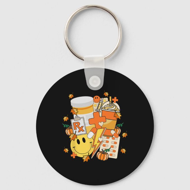 Pharmacy Tech Technician Pharmacist Student Fall V Key Ring (Front)