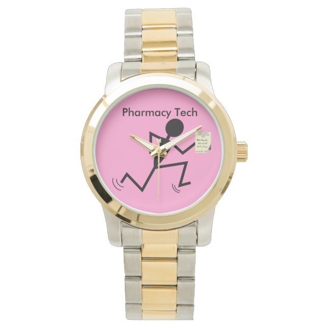 Pharmacy Tech Watch Stickman Running Pink (Front)