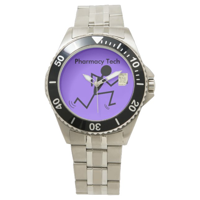 Pharmacy Tech Watch Stickman Running Purple (Front)