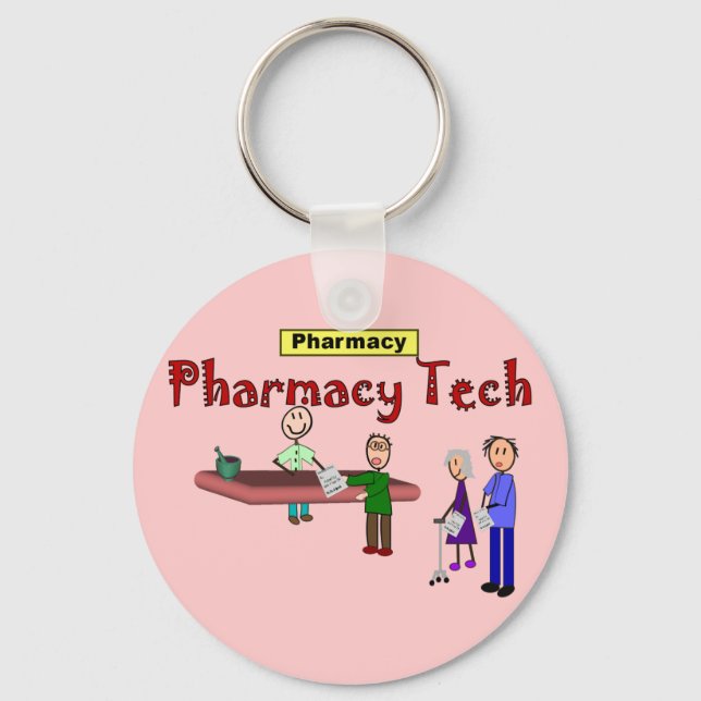 Pharmacy Tech With Customers Design Key Ring (Front)