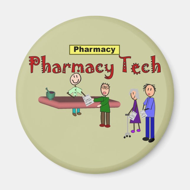 Pharmacy Tech With Customers Design Magnet (Front)