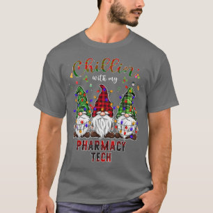 Pharmacy Tech Xmas with Gnomes Christmas Tree Ligh T-Shirt