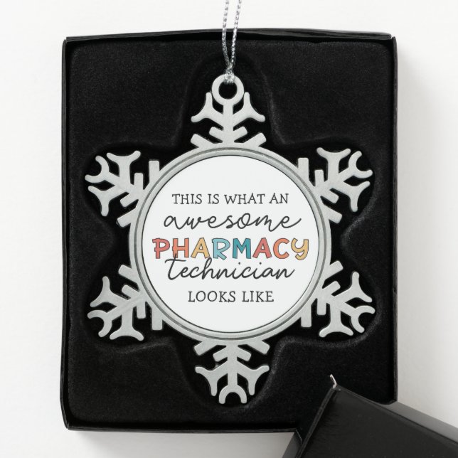 Pharmacy Technician Awesome Pharmacy Tech Funny Snowflake Pewter Christmas Ornament (Box)