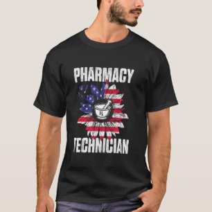 Pharmacy Technician Flower Flag Certified Pharma T T-Shirt