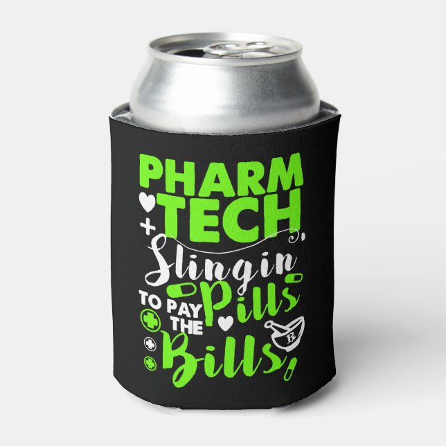 Pharmacy Technician Funny Shirt Can Cooler (Can Front)