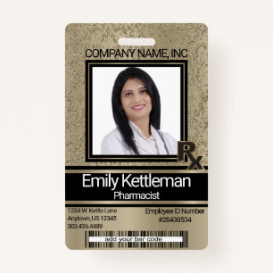 Pharmacy Technician Photo Badge - Gold ID Badge