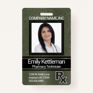 Pharmacy Technician Photo Badge - Green ID Badge